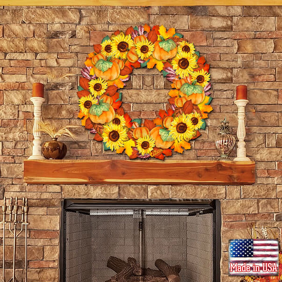 Fall Holiday Door Wreath by G. DeBrekht - Thanksgiving Halloween Decor - 8185305H