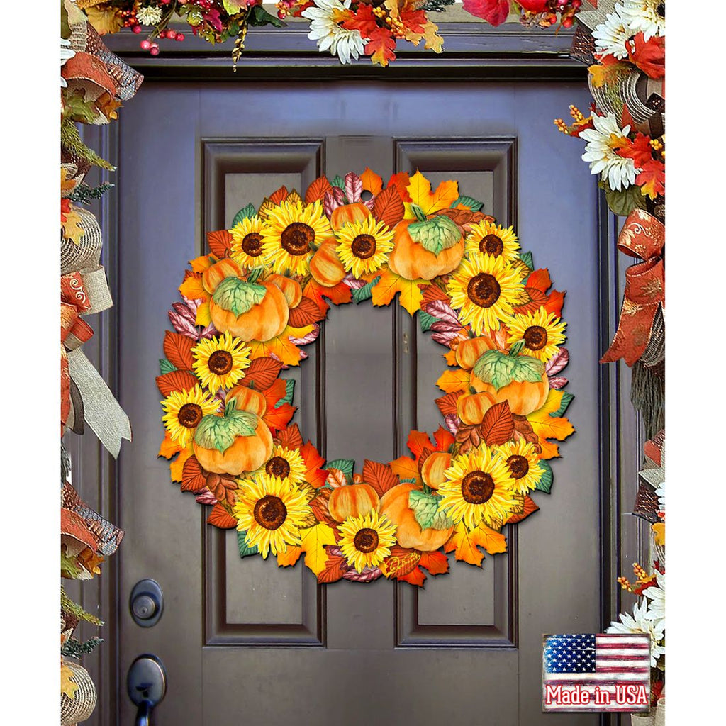 Fall Holiday Door Wreath by G. DeBrekht - Thanksgiving Halloween Decor - 8185305H