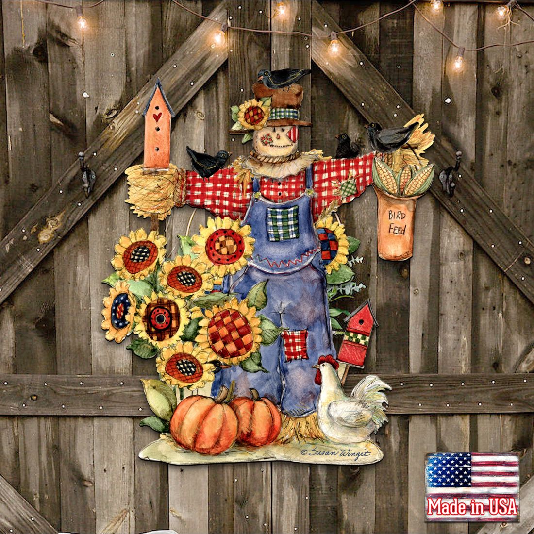 Fall Harvest Scarecrow Door Decor by Susan Winget - Thanksgiving Halloween Decor - 8471201H-SW