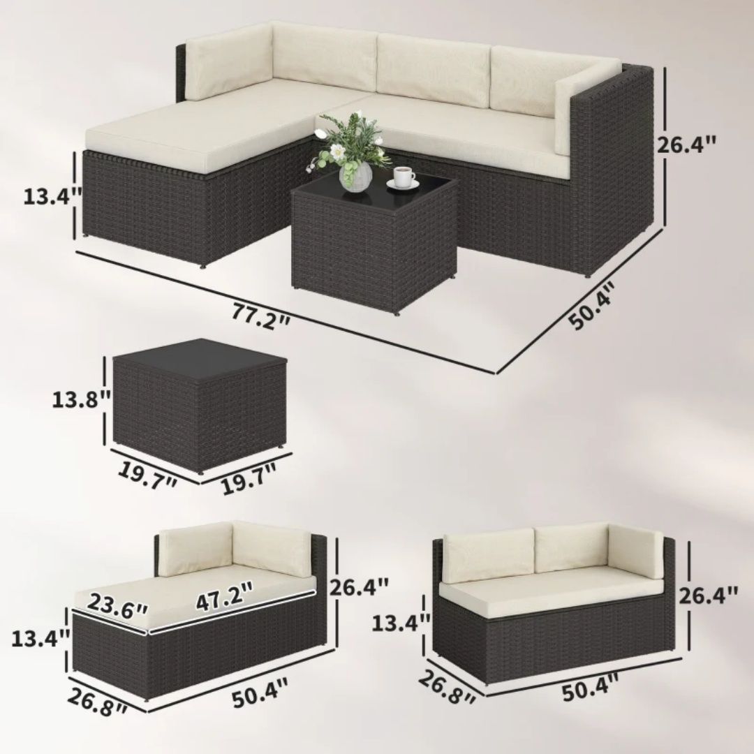 3-piece terrace furniture set, outdoor furniture set, garden set, beige