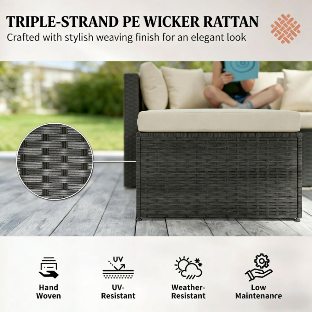 3-piece terrace furniture set, outdoor furniture set, garden set, beige