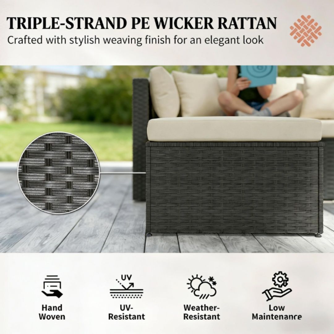 3-piece terrace furniture set, outdoor furniture set, garden set, beige