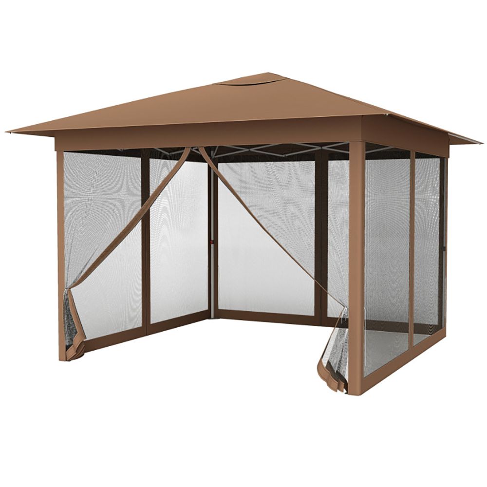 11.5x11.5 FT Pop-up Canopy, Instant 1-Person Setup Outdoor Patio Umbrella with Mesh Screen Netting