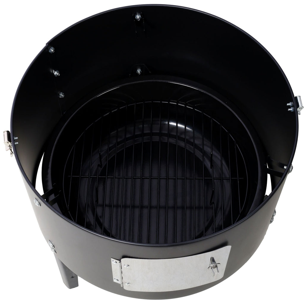 17 Inch Steel Charcoal Smoker, Heavy Duty Round BBQ Grill for Outdoor Cooking, Black