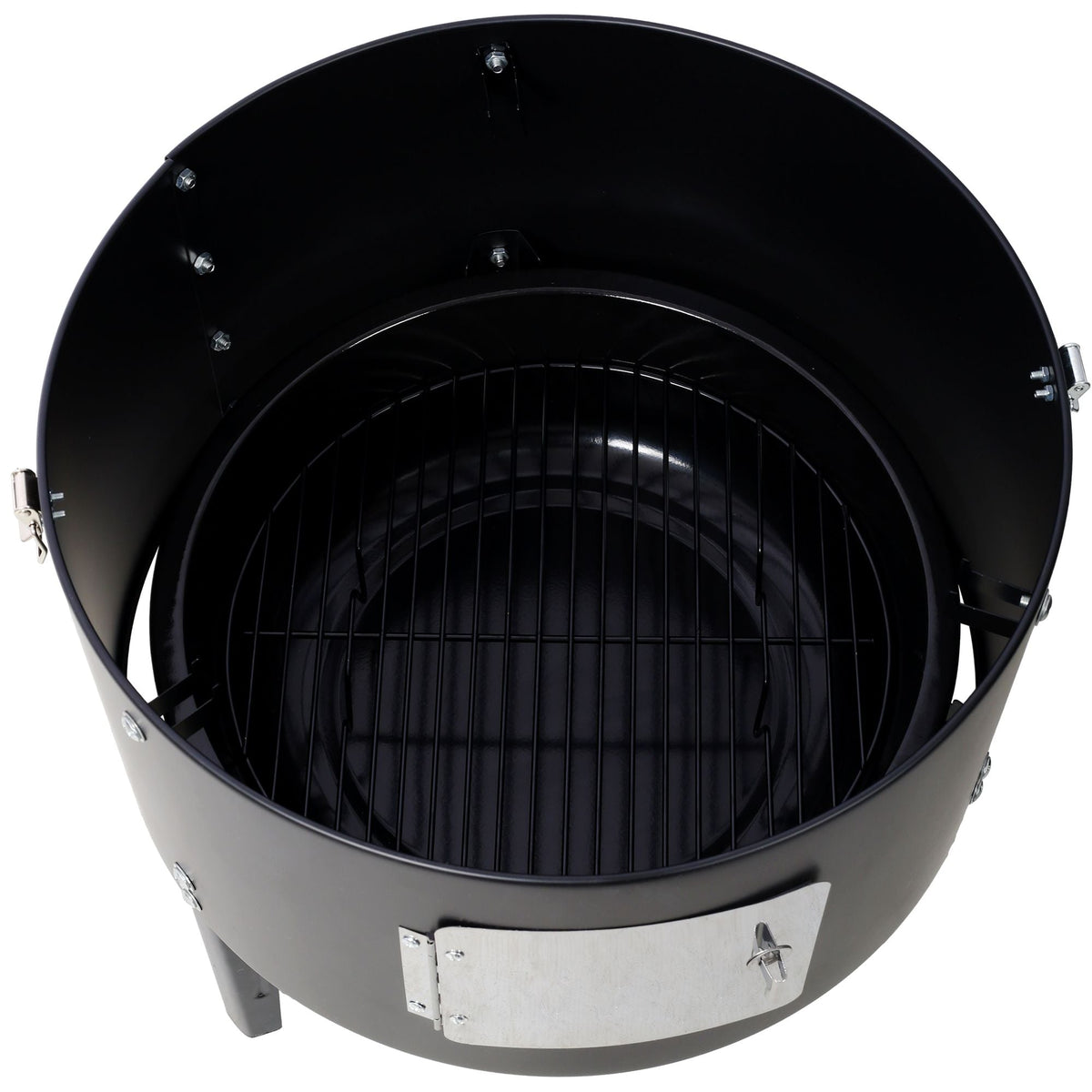 17 Inch Steel Charcoal Smoker, Heavy Duty Round BBQ Grill for Outdoor Cooking, Black