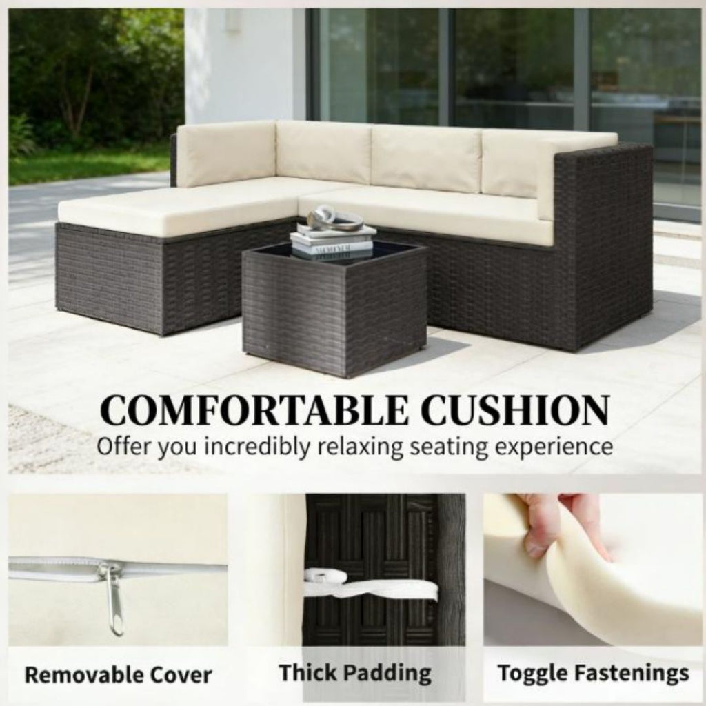3-piece terrace furniture set, outdoor furniture set, garden set, beige