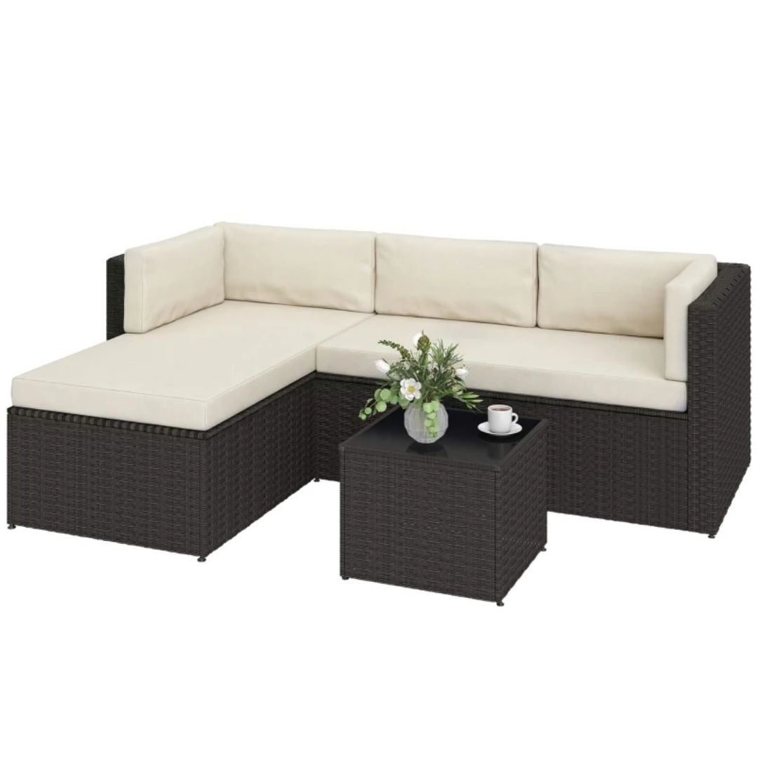 3-piece terrace furniture set, outdoor furniture set, garden set, beige